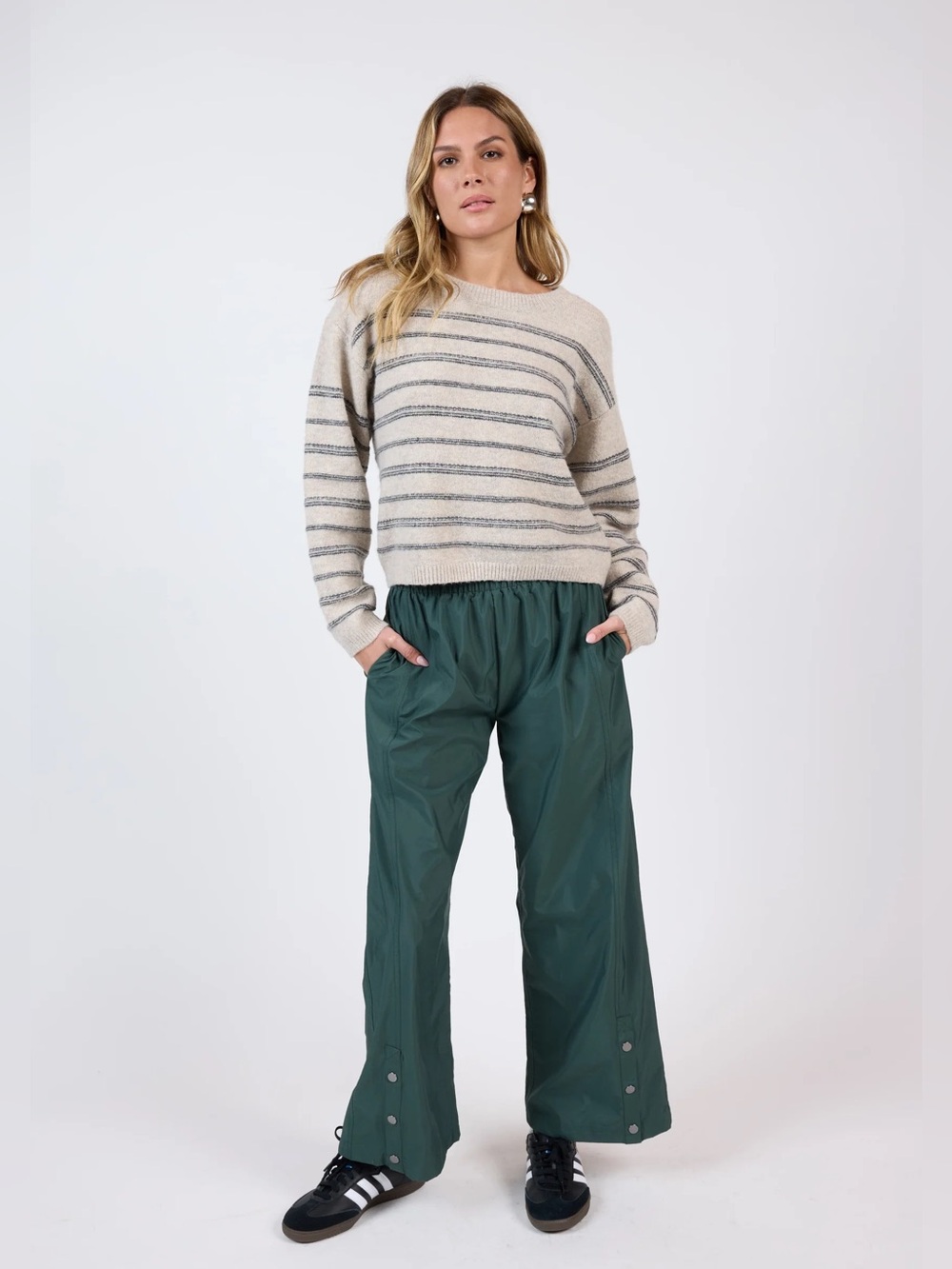 Sage Dark Green Wide-Leg Utility Pants